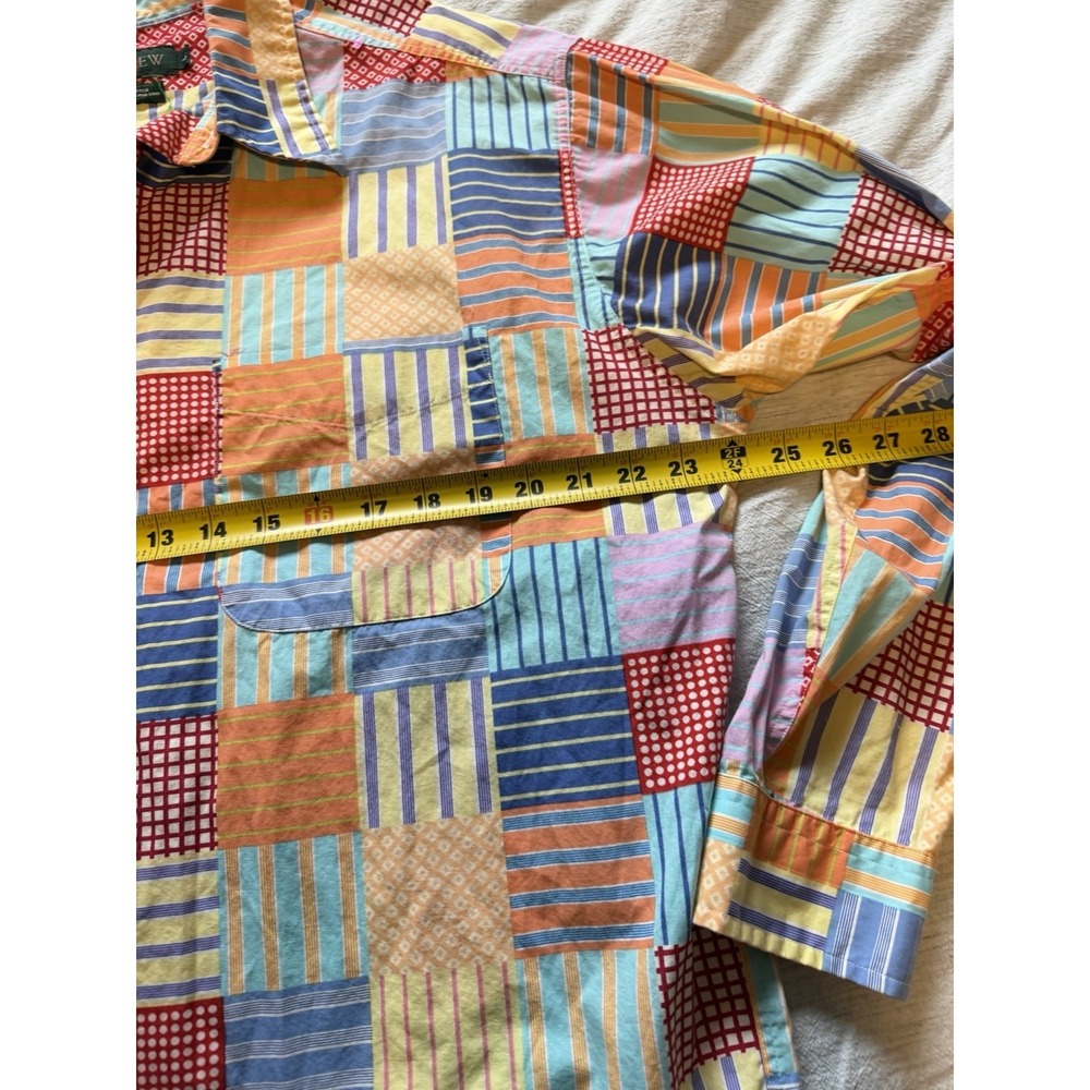 Vintage J.Crew Patchwork Button Down Shirt Mens L… - image 4